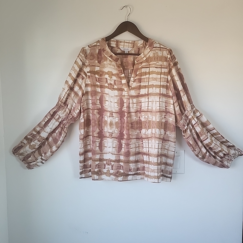 Nine West Women's Blouse in Brown and Cream